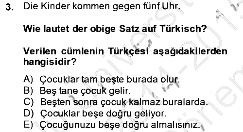 Almanca - 1 2014-2015 Dönem Sonu Sınavı - 3. soru