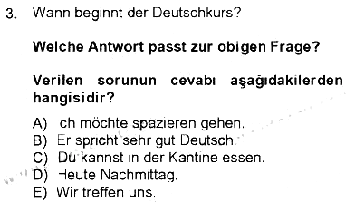 Almanca - 1 2012-2013 Tek Ders Sınavı - 3. soru