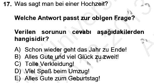 Almanca - 2 2012-2013 Ara Sınav - 17. soru