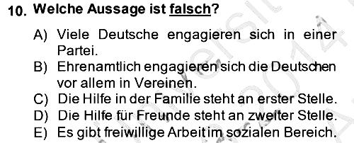 Almanca - 2 2013-2014 Ara Sınav - 10. soru