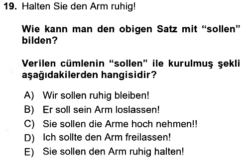 Almanca - 2 2015-2016 Ara Sınav - 19. soru