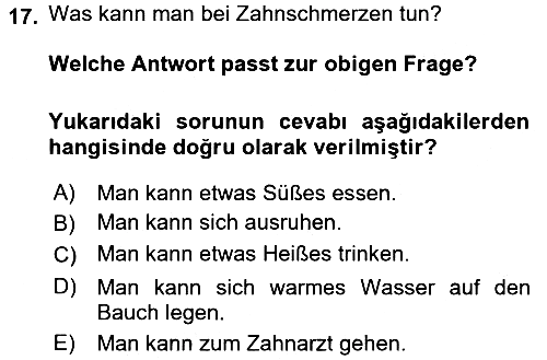 Almanca - 2 2017-2018 Ara Sınav - 17. soru
