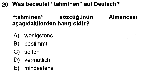 Almanca - 2 2021-2022 Ara Sınav - 20. soru