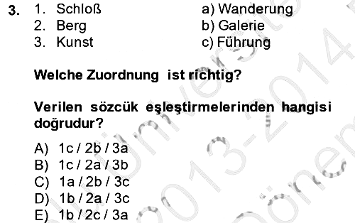 Almanca - 2 2013-2014 Dönem Sonu Sınavı - 3. soru