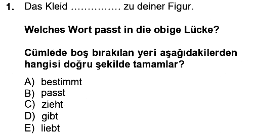 Almanca - 2 2014-2015 Dönem Sonu Sınavı - 1. soru