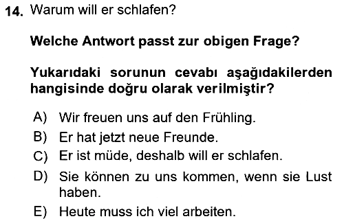 Almanca - 2 2023-2024 Dönem Sonu Sınavı - 14. soru