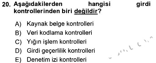 Denetim 2016-2017 3 Ders Sınavı - 20. soru