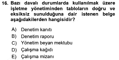 Denetim 2017-2018 3 Ders Sınavı - 16. soru
