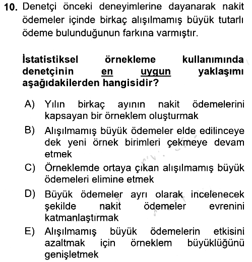 Denetim 2018-2019 3 Ders Sınavı - 10. soru