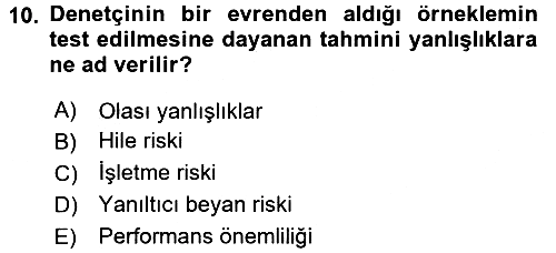 Denetim 2017-2018 Ara Sınav - 10. soru