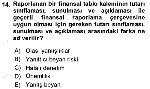 Denetim 2017-2018 Ara Sınav - 14. soru