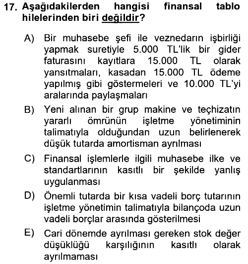 Denetim 2017-2018 Ara Sınav - 17. soru