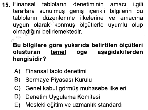 Denetim 2021-2022 Ara Sınav - 15. soru