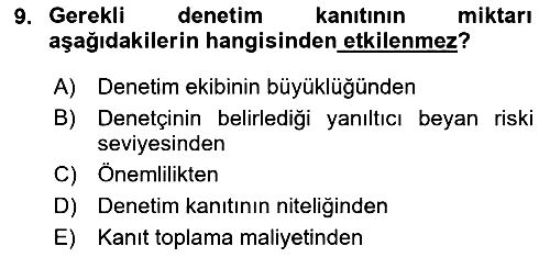 Denetim 2025-2026 Ara Sınav - 9. soru