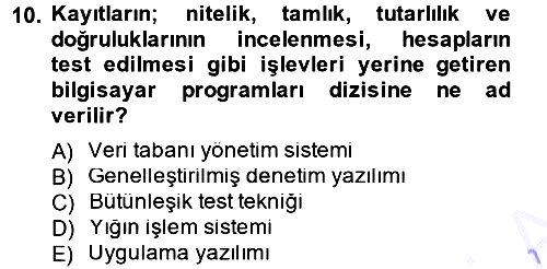Denetim 2012-2013 Dönem Sonu Sınavı - 10. soru
