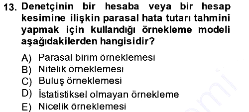Denetim 2012-2013 Dönem Sonu Sınavı - 13. soru