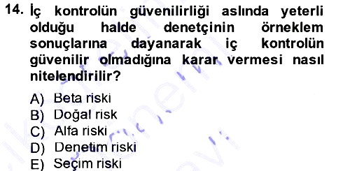Denetim 2012-2013 Dönem Sonu Sınavı - 14. soru