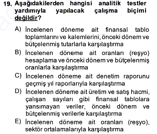 Denetim 2012-2013 Dönem Sonu Sınavı - 19. soru