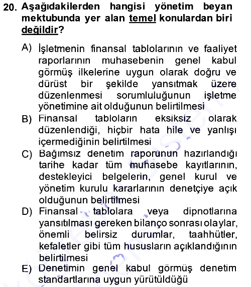 Denetim 2012-2013 Dönem Sonu Sınavı - 20. soru