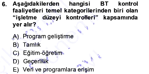 Denetim 2013-2014 Dönem Sonu Sınavı - 6. soru