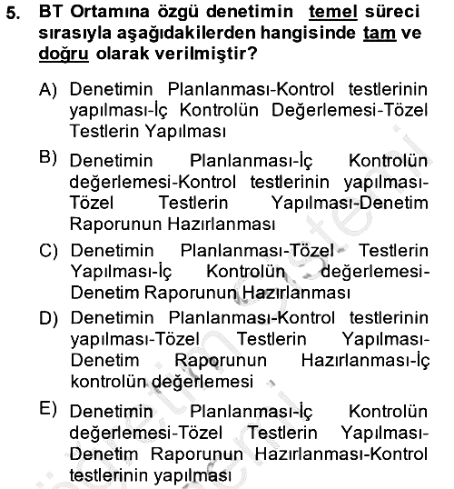 Denetim 2014-2015 Dönem Sonu Sınavı - 5. soru