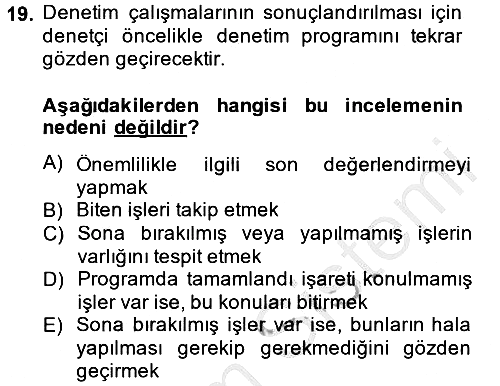 Denetim 2014-2015 Dönem Sonu Sınavı - 19. soru