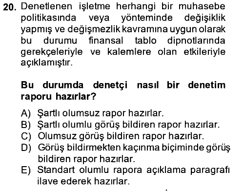 Denetim 2014-2015 Dönem Sonu Sınavı - 20. soru