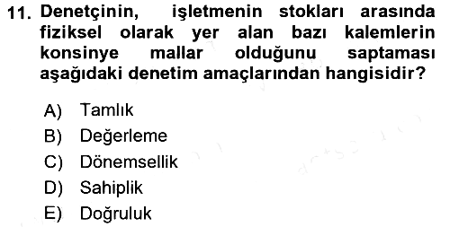 Denetim 2016-2017 Dönem Sonu Sınavı - 11. soru