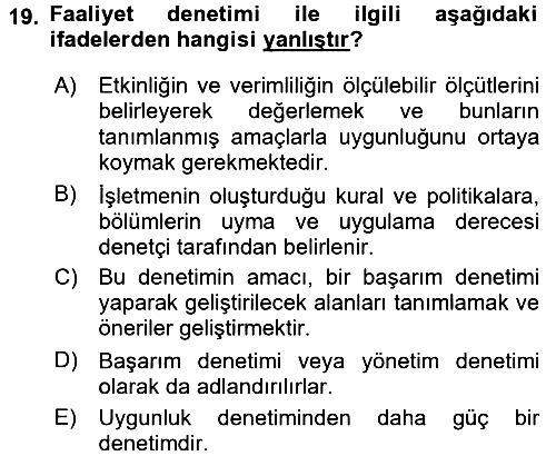 Denetim 2017-2018 Dönem Sonu Sınavı - 19. soru