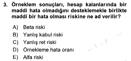 Denetim 2022-2023 Dönem Sonu Sınavı - 3. soru