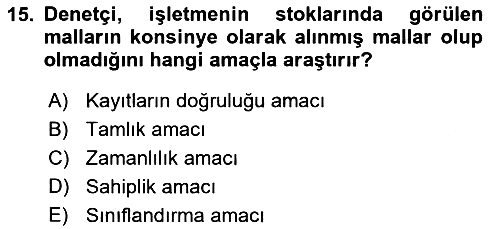 Denetim 2024-2025 Dönem Sonu Sınavı - 15. soru