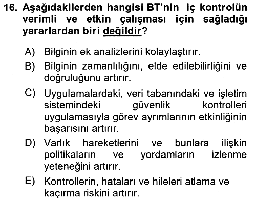 Denetim 2024-2025 Dönem Sonu Sınavı - 16. soru