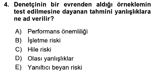 Denetim 2025-2026 Dönem Sonu Sınavı - 4. soru