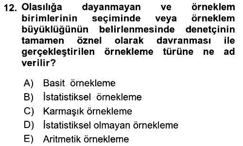 Denetim 2025-2026 Dönem Sonu Sınavı - 12. soru