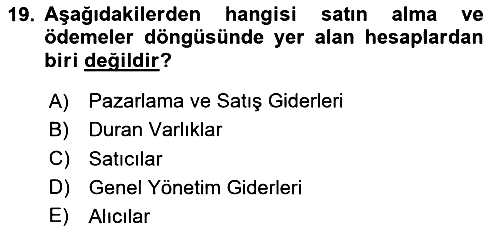 Denetim 2025-2026 Dönem Sonu Sınavı - 19. soru