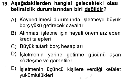Denetim 2014-2015 Tek Ders Sınavı - 19. soru