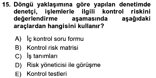Denetim 2018-2019 Yaz Okulu Sınavı - 15. soru