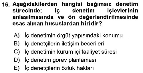 Denetim 2021-2022 Yaz Okulu Sınavı - 16. soru