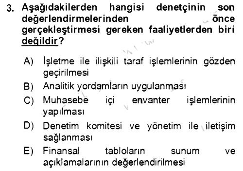 Denetim 2022-2023 Yaz Okulu Sınavı - 3. soru