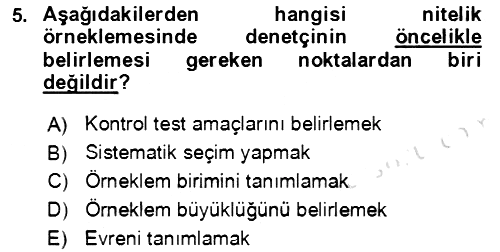 Denetim 2022-2023 Yaz Okulu Sınavı - 5. soru