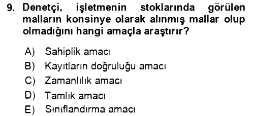 Denetim 2022-2023 Yaz Okulu Sınavı - 9. soru