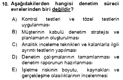 Denetim 2022-2023 Yaz Okulu Sınavı - 10. soru