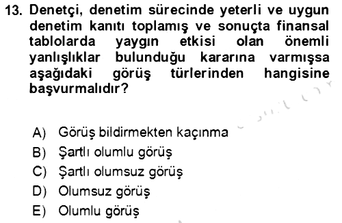 Denetim 2022-2023 Yaz Okulu Sınavı - 13. soru
