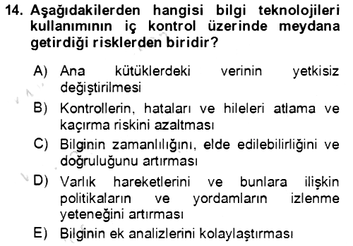 Denetim 2022-2023 Yaz Okulu Sınavı - 14. soru