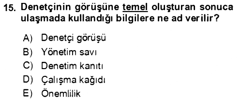 Denetim 2022-2023 Yaz Okulu Sınavı - 15. soru