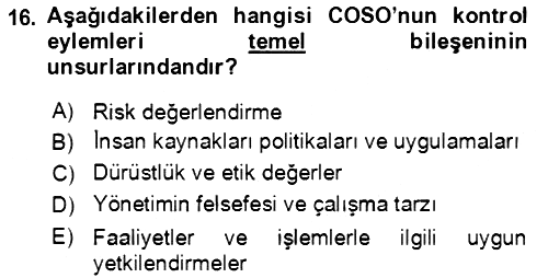 Denetim 2022-2023 Yaz Okulu Sınavı - 16. soru