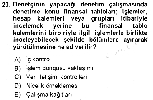 Denetim 2022-2023 Yaz Okulu Sınavı - 20. soru