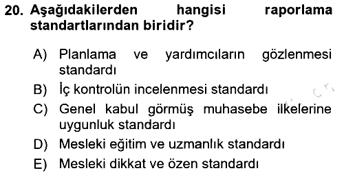 Denetim 2024-2025 Yaz Okulu Sınavı - 20. soru