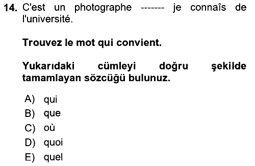 Fransızca - 1 2023-2024 Dönem Sonu Sınavı - 14. soru