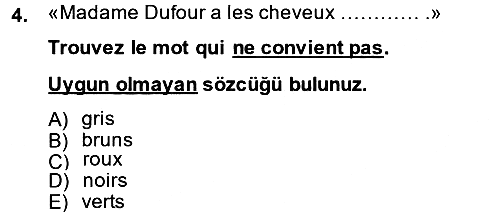 Fransızca - 2 2014-2015 Ara Sınav - 4. soru